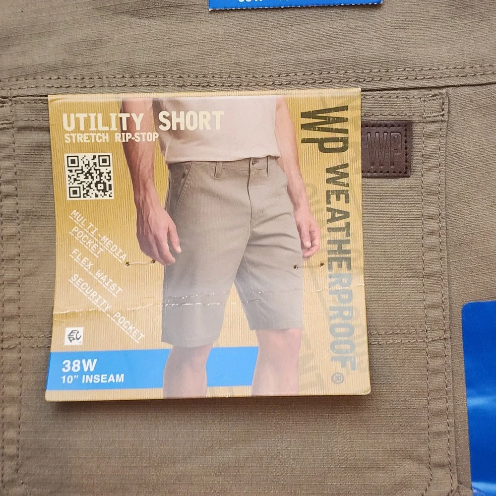 Weatherproof Men's Utility Shorts 38 NWT Khaki Stretch Ripstop 10
